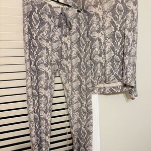 PJ Salvage Snake Print Pajama Set in Gray and Cream